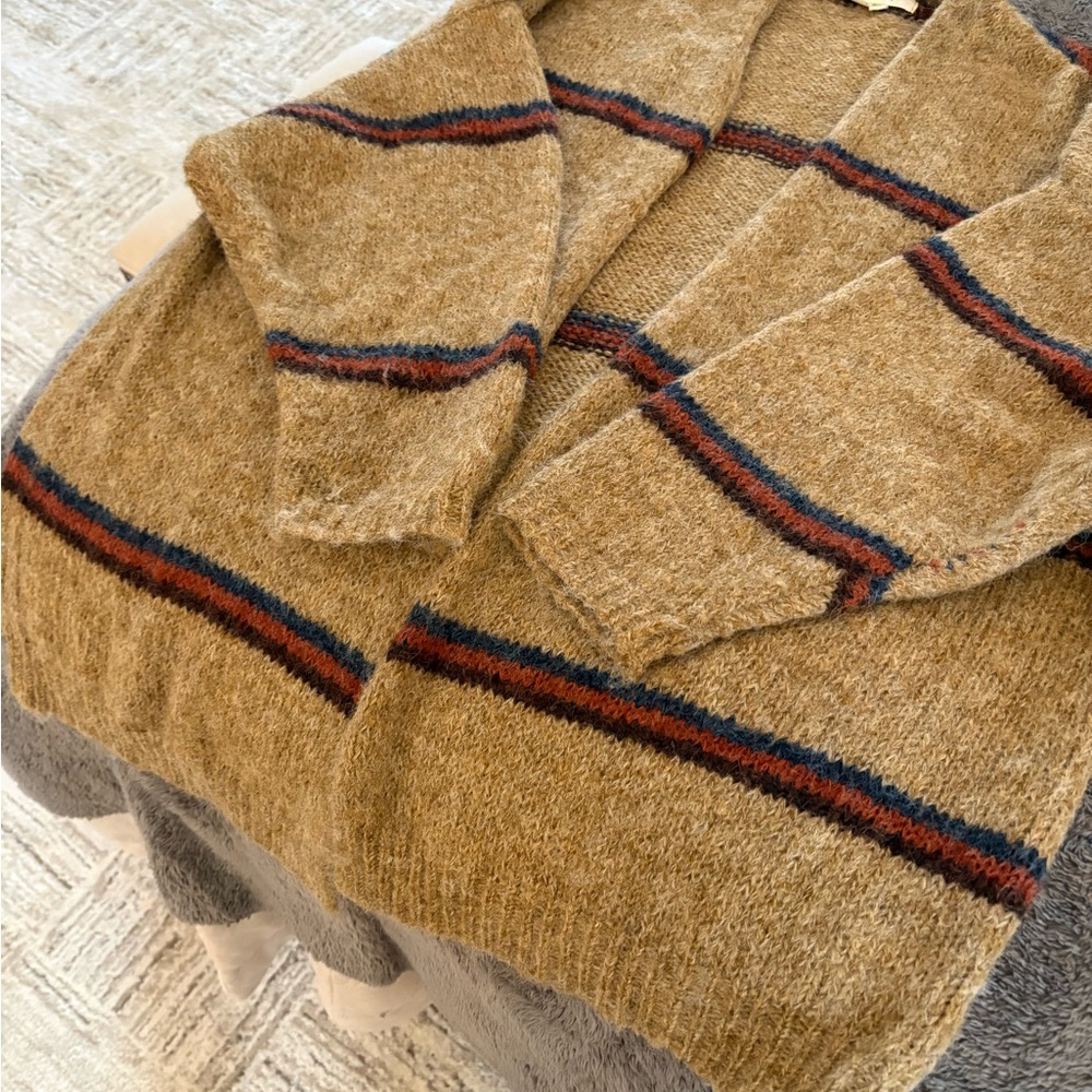 Saltwater LUXE Tan Cardigan with Stripes